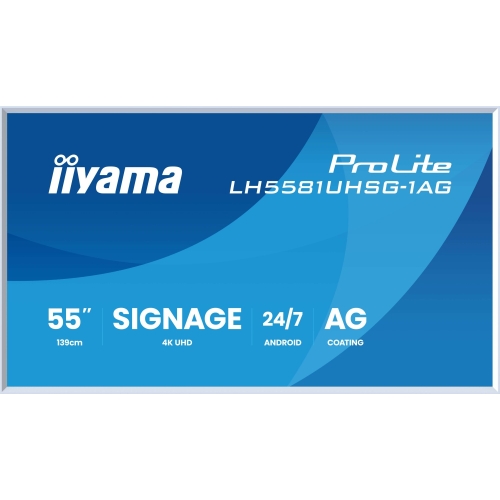 Business Display Iiyama Seria ProLite LH5581UHSG-1AG, 55 inch, 3840 x 2160 pixeli, Black-White