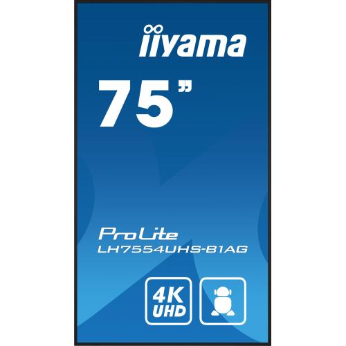 Business TV Iiyama Seria ProLite LH7554UHS-B1AG, 75inch, 3840x2160pixeli, Black