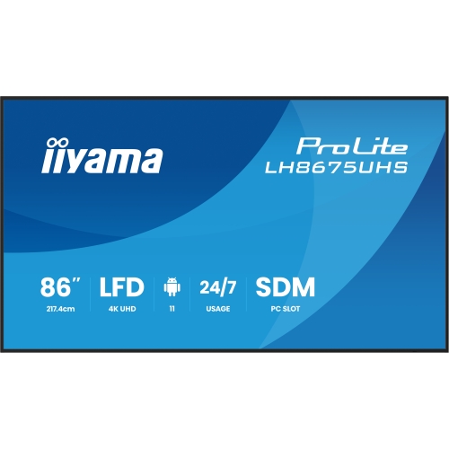 Business Display Iiyama Seria ProLite LH8675UHS-B2AG, 86 inch, 3840 x 2160 pixeli, Black