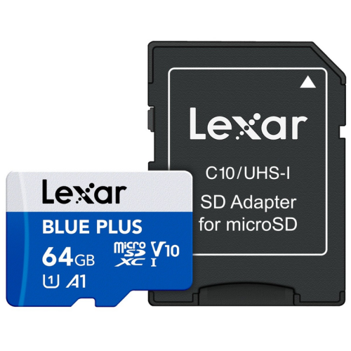 Memory Card microSDXC Lexar Blue Plus 64GB, UHS-I U1, V10, A1 + Adaptor SD