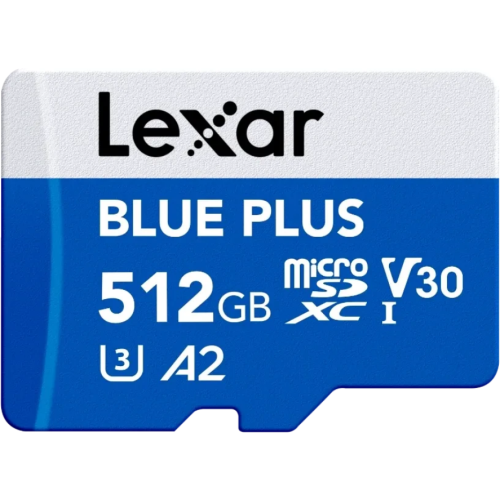 Memory Card microSDXC Lexar Blue Plus 512GB, UHS-I U3, V30, A2 + Adaptor SD
