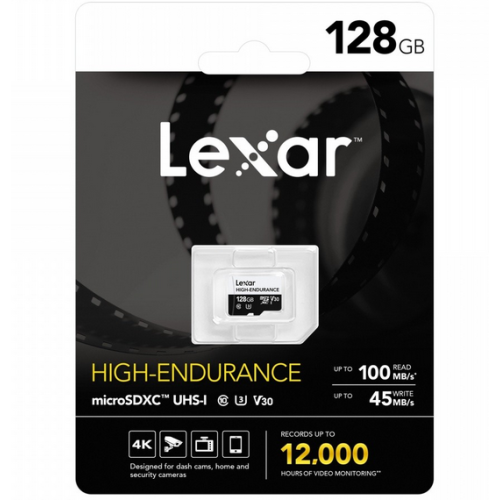 Memory Card microSDXC Lexar High Endurance 128GB, Class 10, UHS-I U3, A1