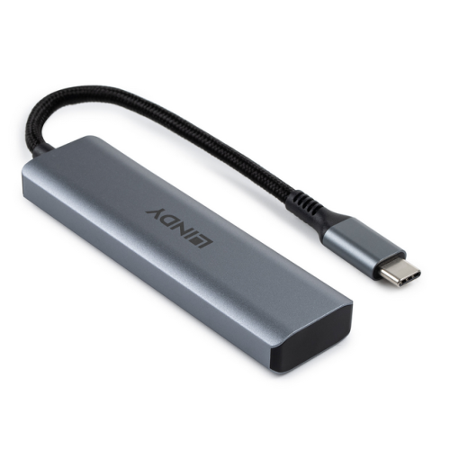 HUB USB Lindy 43414, 4 x USB-C, Gray