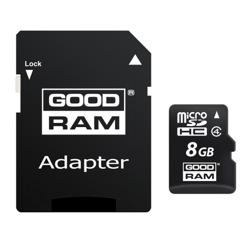 Memory Card MicroSDHC Goodram M40A 8GB, Class 4, UHS-I + Adapter