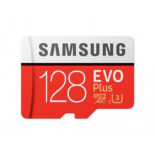 Memory Card microSDXC Samsung EVO Plus 128GB, Class 10, UHS-I U3 + Adaptor SD