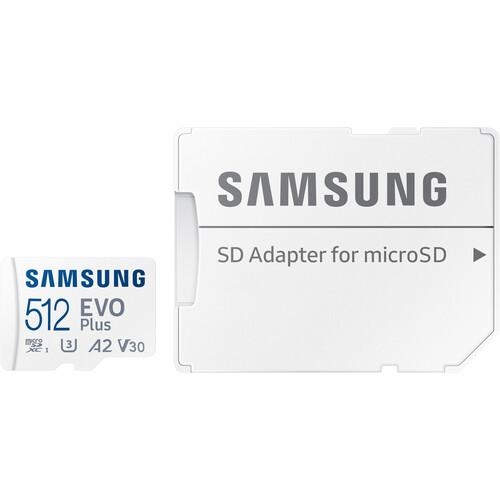 Memory Card microSDXC Samsung EVO Plus 512GB, Class 10, UHS-I U3, V30, A2 + Adaptor SD