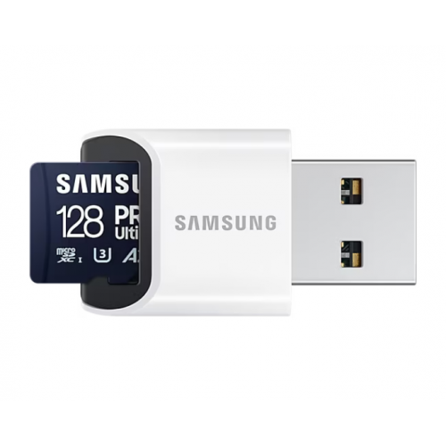 Memory Card microSDXC Samsung PRO Ultimate MB-MY128SB/WW 128GB, Class 10, UHS-I U3, V30, A2 + Adaptor USB