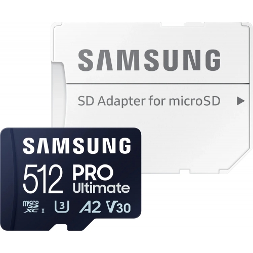 Memory Card microSDXC Samsung PRO Ultimate MB-MY512SA/WW 512GB, Class 10, UHS-I U3, V30, A2 + Adaptor SD