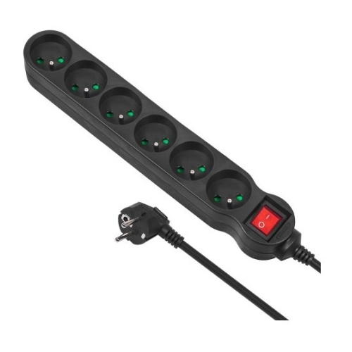 Prelungitor Maclean MCE225, 6 x Shucko, 1.5 m, Black