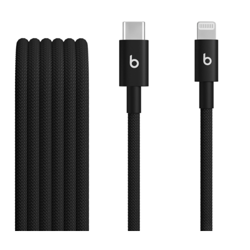 Cablu de date Apple Beats Woven Cable, USB-C male - Lightning male, 1.5 m, Bolt Black