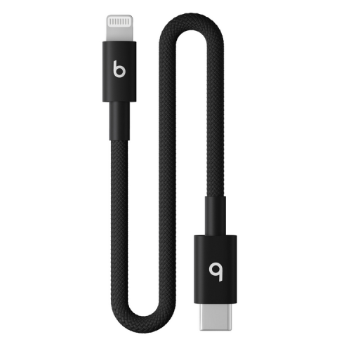 Cablu de date Apple Beats Woven Short Cable, USB-C male - Lightning male, 0.2 m, Bolt Black