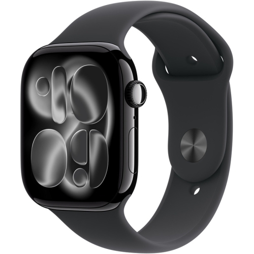 SmartWatch Apple Watch Series 11 Aluminium, 1.96 inch, Curea Silicon S/M, Jet Black - Black Sport Band