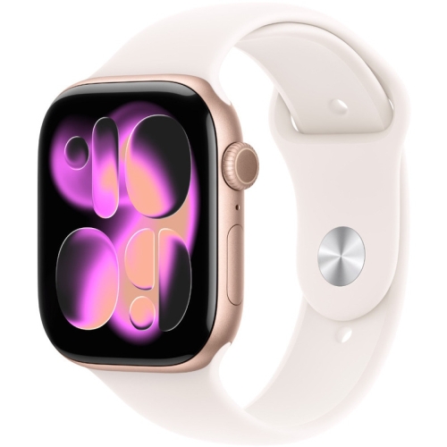 SmartWatch Apple Watch Series 11 Aluminium, 1.96 inch, Curea Silicon S/M, Rose Gold - Light Blush Sport Band