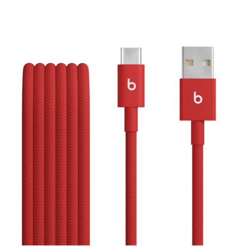 Cablu de date Apple Beats Woven Cable, USB-A male - USB-C male, 1.5 m, Rapid Red