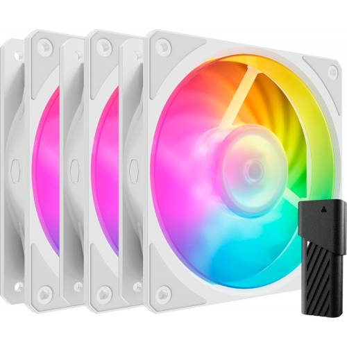 Kit Ventilator Cooler Master Mobius 120P ARGB White Edition, 120mm, 3 bucati
