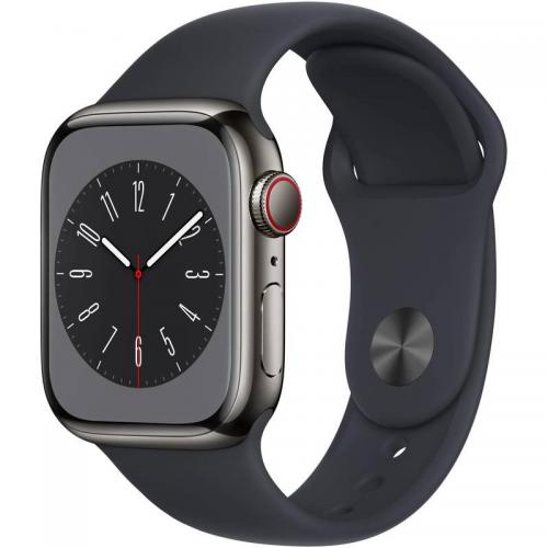 Smartwatch Apple Watch Series 8 Stainless Steel, 1.69inch, 4G, curea silicon, Graphitet-Midnight