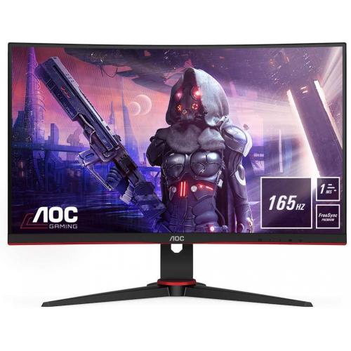 Monitor LED AOC C24G2AE/BK, 23.6inch, FHD VA, 1 ms, 165Hz, negru si rosu