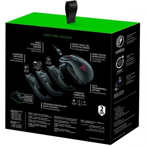 Mouse Optic Razer Naga Pro, RGB, USB Wireless, Black