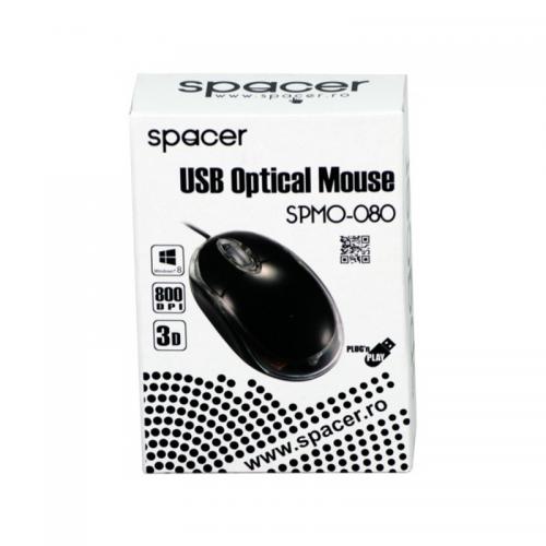 Mouse Optic Spacer SPMO-080, Blue LED, USB, Black