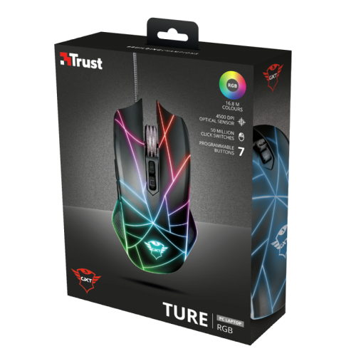 Mouse Optic Trust GTX 160X Ture RGB, USB, Black