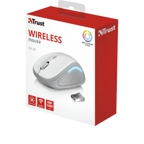 Mouse Optic Trust Yvi FX, USB Wireless, White