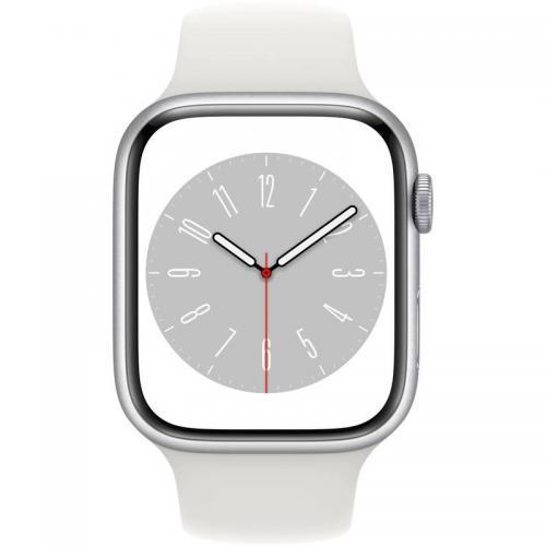 Smartwatch Apple Watch Series 8 Aluminium, 1.9inch, 4G, curea silicon, Silver-White