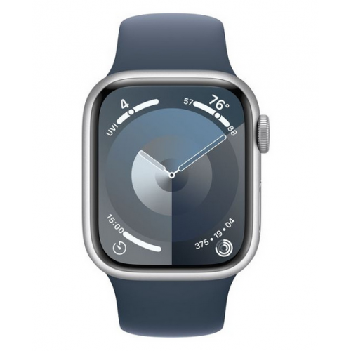 Smartwatch Apple Watch Series 9 Aluminium, 1.69inch, Curea Silicon S/M, Storm Blue-Silver