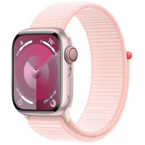 Smartwatch Apple Watch Series 9 Aluminium, 1.69inch, Curea Nailon, Light Pink-Light Pink Loop