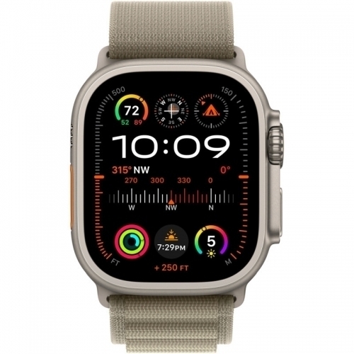 Smartwatch Apple Watch Ultra 2 Titanium, 1.92inch, 4G, Curea Nailon Medium, Beige-Olive Alpine Loop