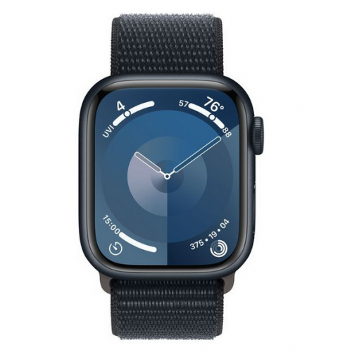 Smartwatch Apple Watch Series 9 Aluminium, 1.69inch, 4G, Curea Nailon, Midnight-Midnight Loop