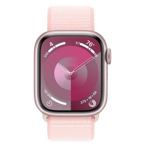 Smartwatch Apple Watch Series 9 Aluminium, 1.69inch, 4G, Curea Nailon, Light Pink-Light Pink Loop