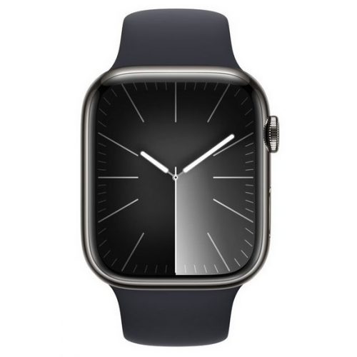 Smartwatch Apple Watch Series 9 Stainless Steel, 1.69inch, 4G, Curea Silicon S/M, Graphite-Midnight