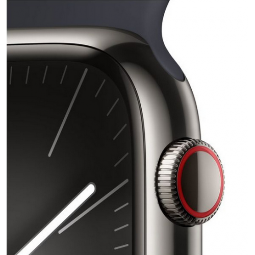 Smartwatch Apple Watch Series 9 Stainless Steel, 1.69inch, 4G, Curea Silicon M/L, Graphite-Midnight
