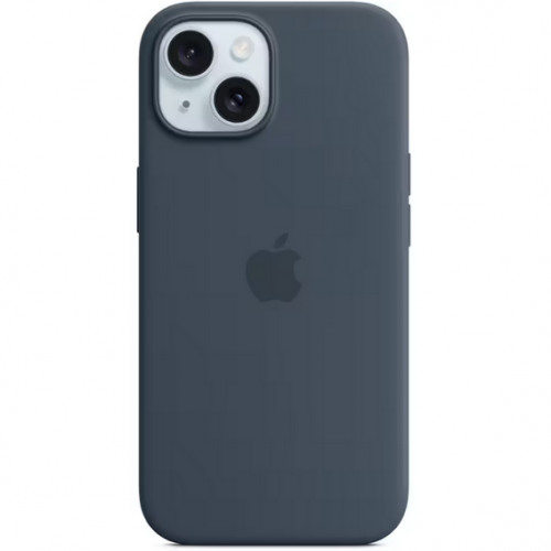 Protectie pentru spate Apple Silicone cu MagSafe pentru pentru iPhone 15, Storm Blue