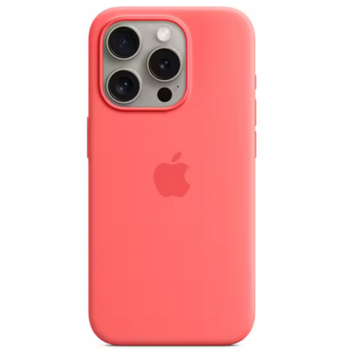 Protectie pentru spate Apple Silicone cu MagSafe pentru iPhone 15 Pro, Guava