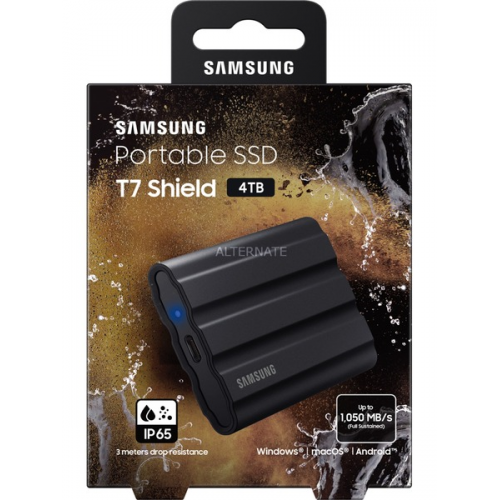 SSD Portabil Samsung T7 Shield, 4TB, USB-C 3.1, Black