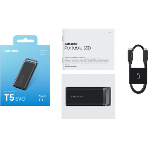 SSD portabil Samsung T5 EVO, 2TB, USB-C, Black