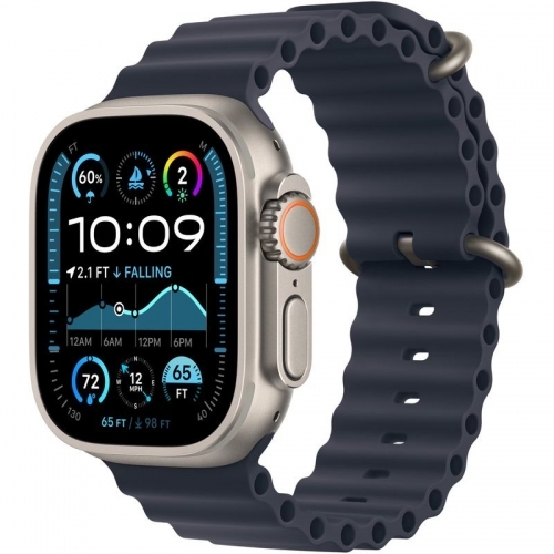 SmartWatch Apple Watch Ultra 2 v2 Titanium, 1.92inch, 4G, Curea Silicon L, Natural-Navy Ocean