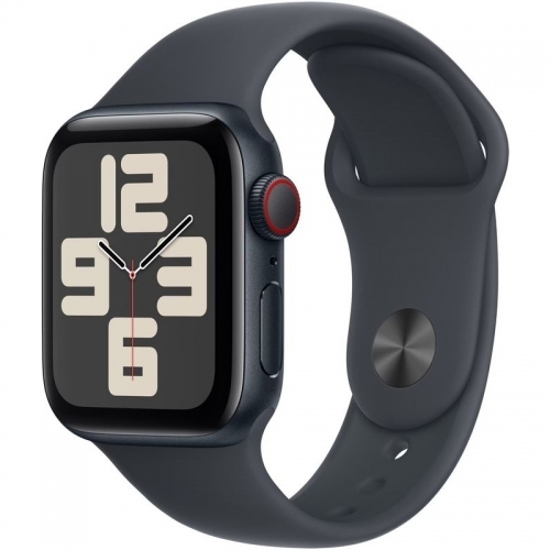 SmartWatch Apple Watch SE (2024) v3 Aluminium, 1.57inch, Curea Silicon S/M, Midnight Sport Band
