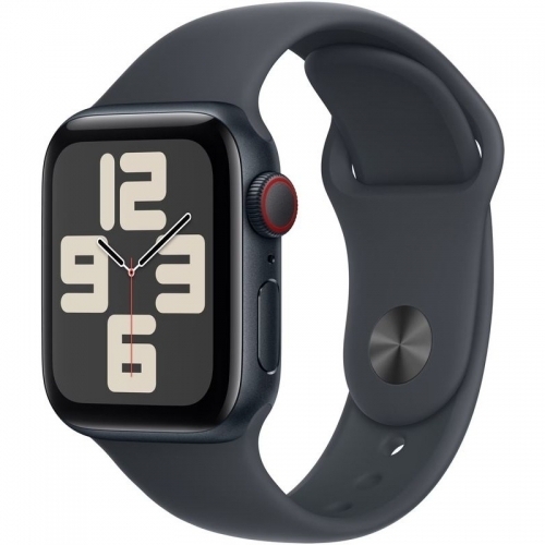 SmartWatch Apple Watch SE (2024) v3 Aluminium, 1.57inch, Curea Silicon M/L, Midnight Sport Band