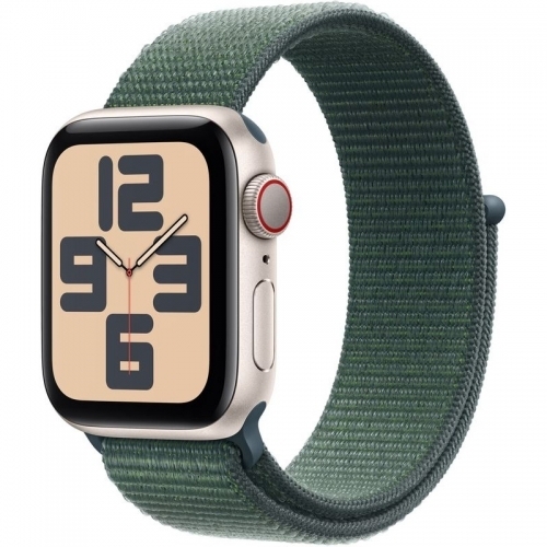 SmartWatch Apple Watch SE (2024) v3 Aluminium, 1.78inch, Curea Nylon, Starlight-Lake Green Sport Loop