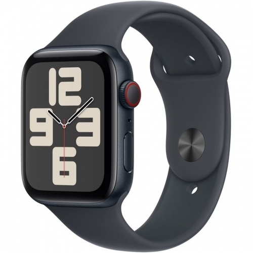 SmartWatch Apple Watch SE (2024) v3 Aluminium, 1.78inch, 4G, Curea Silicon M/L, Midnight Sport Band
