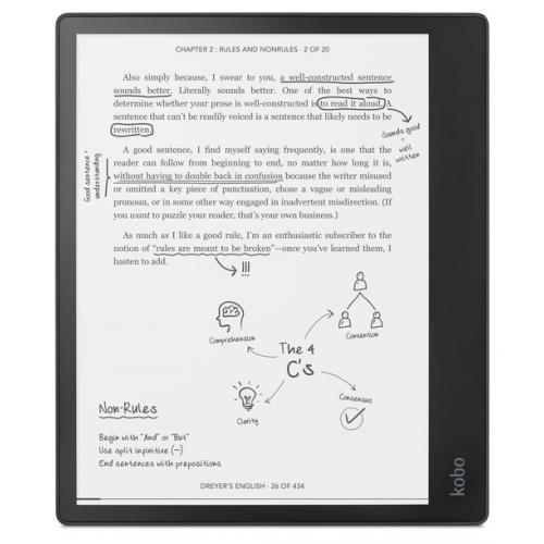 eBook Reader Kobo Elipsa 10.3inch, 32GB, Black + Kobo Stylus si SleepCover