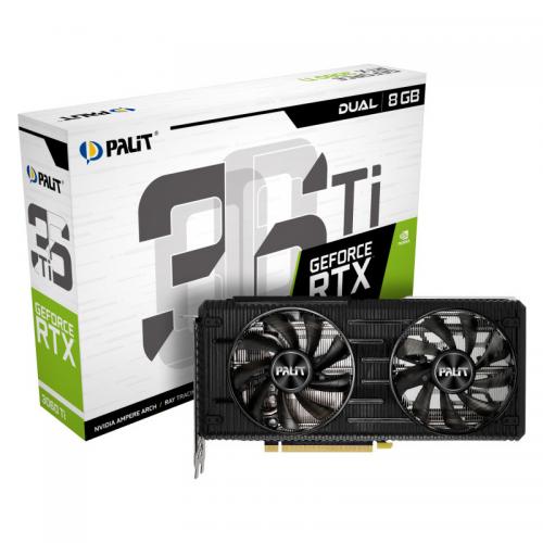 Placa video Palit GeForce RTX 3060 Ti Dual LHR, 8GB GDDR6, 256-bit