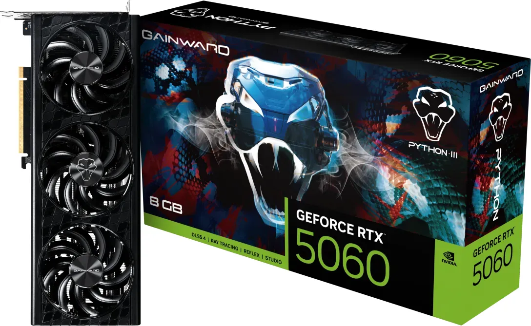 Placa video Gainward nVidia GeForce RTX 5060 Python III 8GB, GDDR7, 128 bit