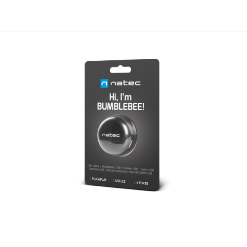 Hub USB Natec by Genesis BUMBLEBEE, 4 x USB 2.0, Black
