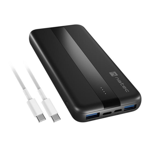 Baterie portabila Natec by Genesis, 10000 mAh, 2 x USB-A, 1 x USB-C, Black 