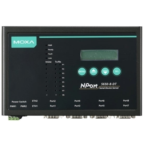 Convertor Media Moxa NPORT 5650I-8-DT/EU 100 Mbps, RS232/422/485 - RJ45