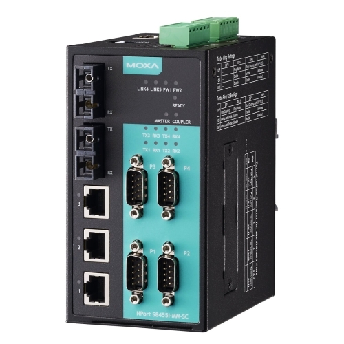 Convertor Media Moxa NPORT S8455I-SS-SC 100 Mbps, 1310 nm, Single-mode, 40 km, RS232/422/485 - SC