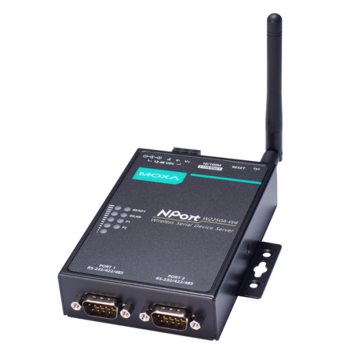  Convertor Media Moxa NPORT W2250A-W4-T-EU 100 Mbps, RS232/422/485 - Wireless LAN